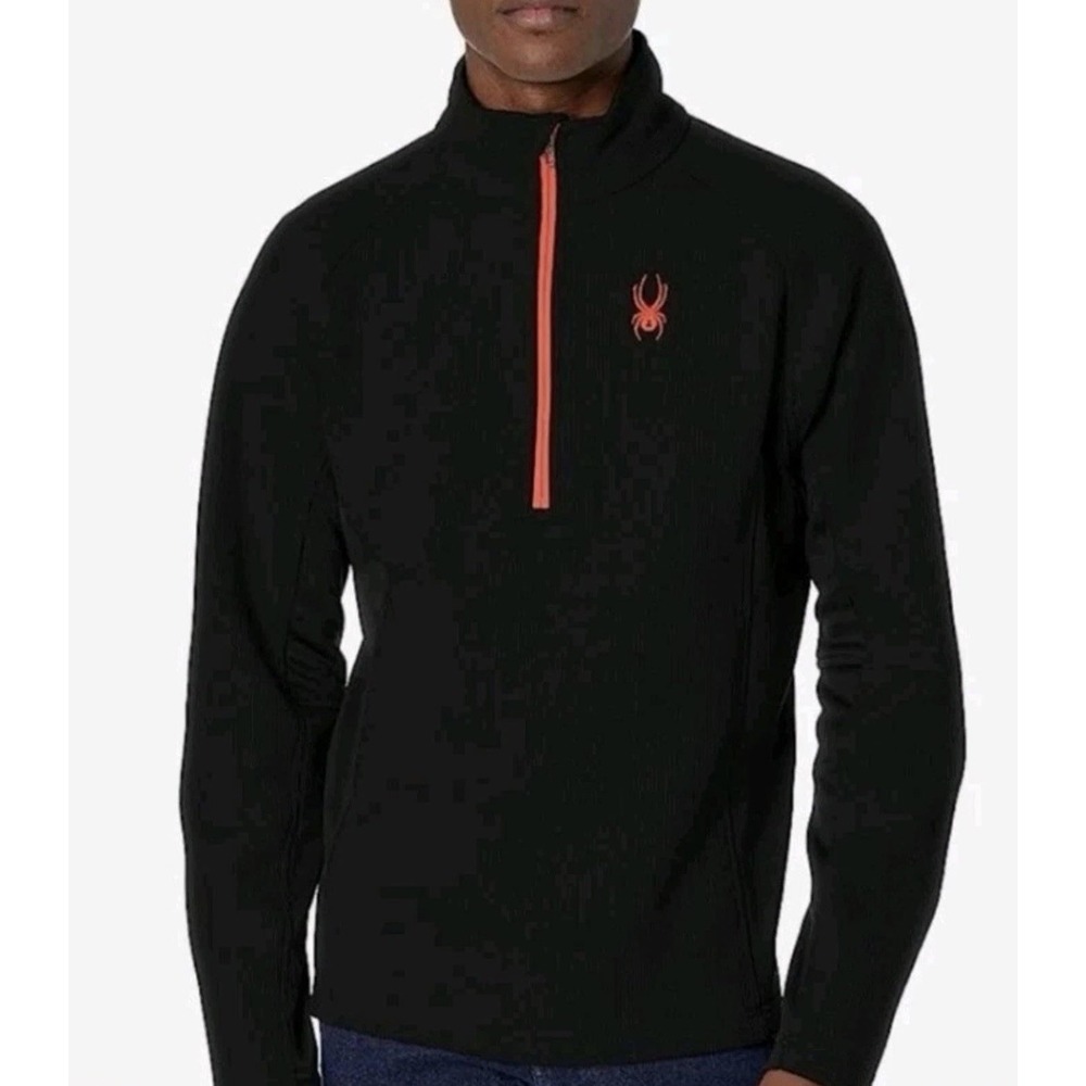 Spyder Outbound 1/2 Zip Orange Logo Mid Weight Core Sweater XXL Black Pullover